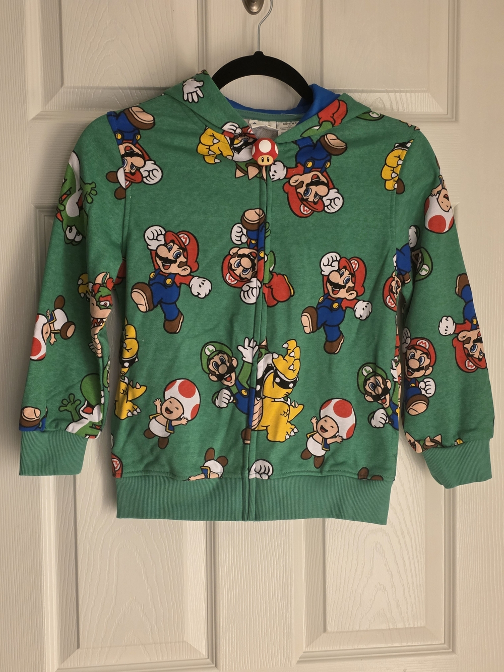 Nintendo Green Super Mario All-Over Print Zip Hoodie - Boys Medium